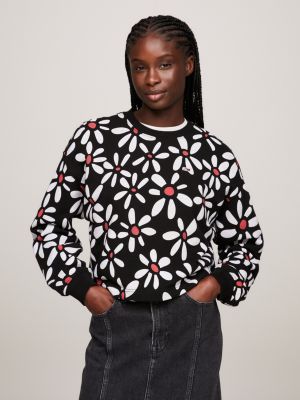 Tommy hilfiger Sudadera Con Capucha Floral Logo Negro