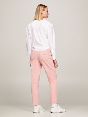 white tie front cropped relaxed fit shirt for women tommy jeans
