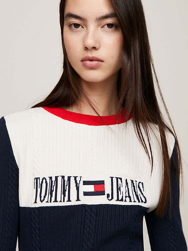 Archive Colour-Blocked Cable Knit Sweater Dress | Blue | Tommy Hilfiger
