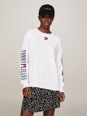 Tommy Hilfiger Camiseta de manga larga con cuello redondo para mujer