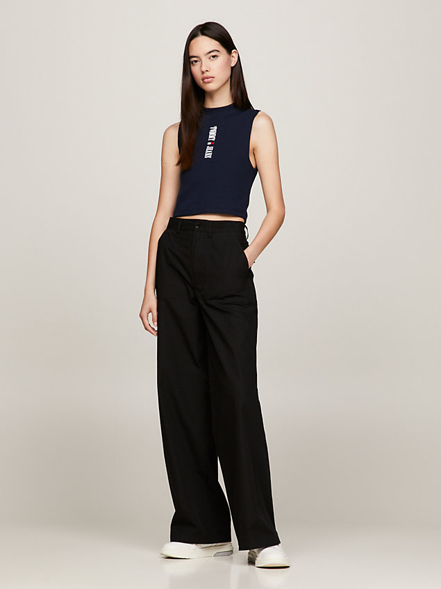 blue archive logo cropped tank top for women tommy jeans