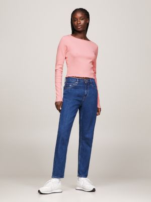 Pink tommy jeans deals top