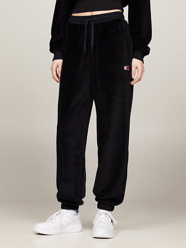 black velour relaxed fit joggers for women tommy jeans