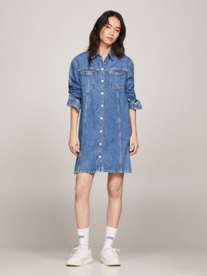 Robe chemise evasee en denim Denim Tommy Hilfiger