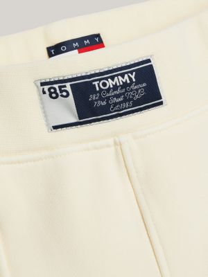 shorts aderenti stile racer in jersey bianco da donne tommy jeans