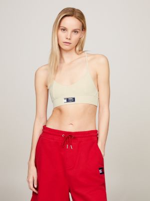white crop top aus jersey mit racerback-design für damen - tommy jeans
