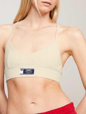 crop top in jersey incrociato sulla schiena bianco da donne tommy jeans