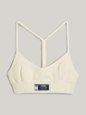 crop top in jersey incrociato sulla schiena bianco da donne tommy jeans