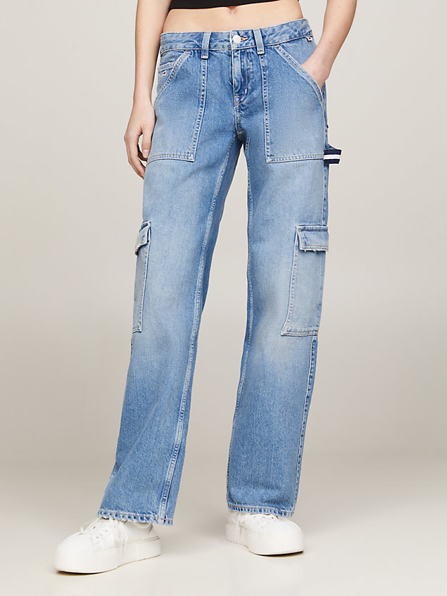 denim sophie straight carpenter-jeans mit niedrigem bund für damen - tommy jeans