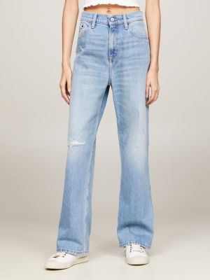 B Jeans mit mittelhohem Bund und weitem Bein, Denim