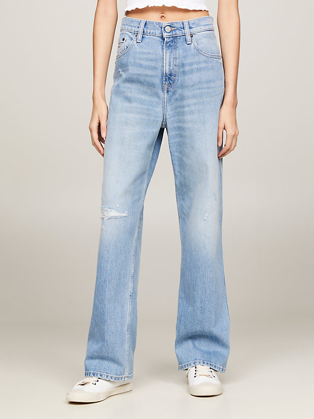 denim betsy mid rise wide leg distressed jeans for women tommy jeans