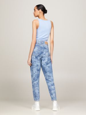 Tapered Mom Jeans mit ultrahohem Bund, Denim