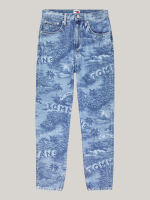 Tapered Mom Jeans mit ultrahohem Bund, Denim