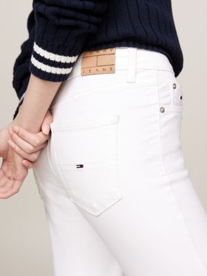 jeans nora skinny fit a vita media bianchi beige da donne tommy jeans