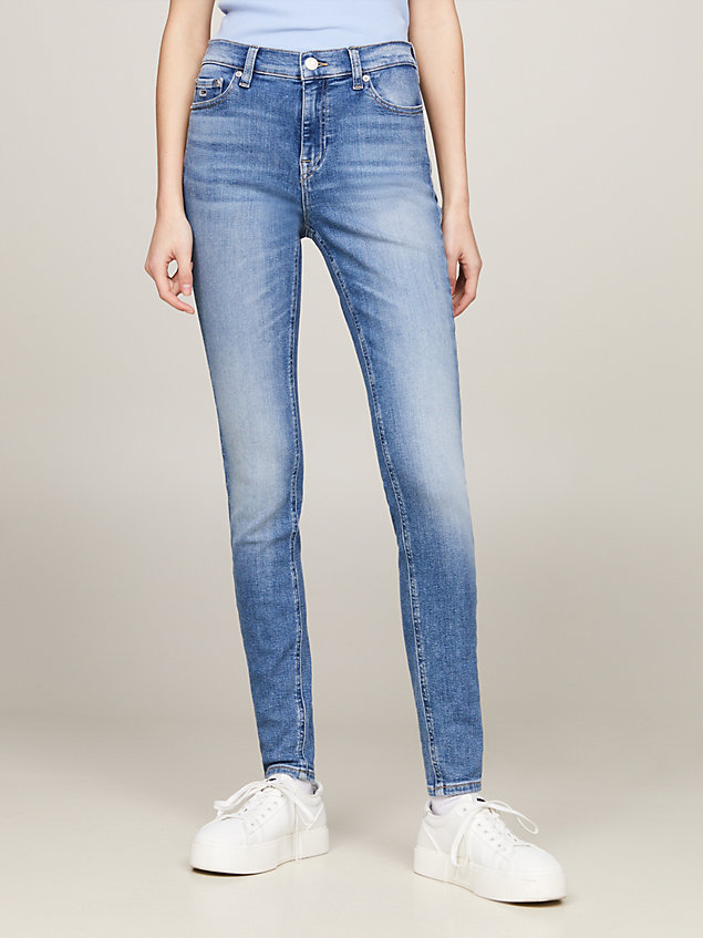 denim nora mid rise skinny jeans met fading voor dames - tommy jeans