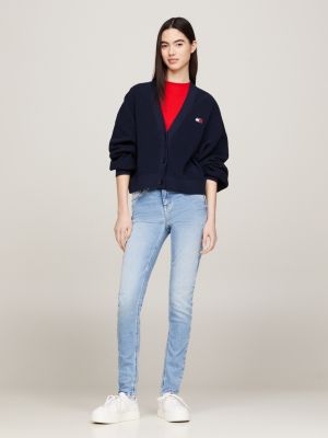 denim nora skinny jeans mit mittelhohem bund für damen - tommy jeans