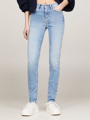 denim nora skinny jeans mit mittelhohem bund für damen - tommy jeans