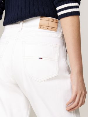 jeans distressed betsy larghi a vita media bianco da donne tommy jeans