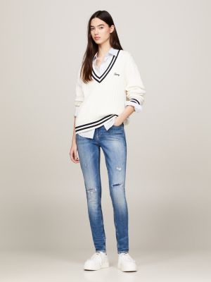 denim nora skinny jeans mit mittelhohem bund für damen - tommy jeans