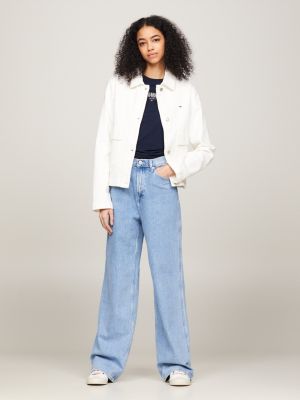 denim jeans mit hohem bund und weitem bein für damen - tommy jeans
