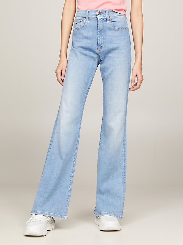 denim sylvia skinny flared jeans mit hohem bund für damen - tommy jeans