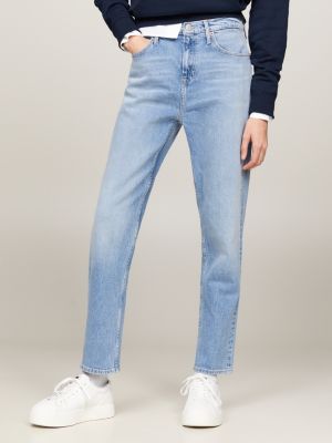 vaqueros delgados para las mujeres skinny talle alto azul denim