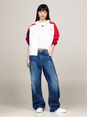 denim daisy baggy jeans mit niedrigem bund für damen - tommy jeans
