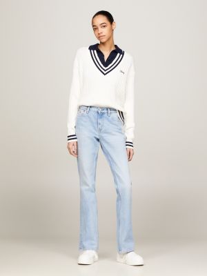 denim maddie bootcut jeans mit mittelhohem bund für damen - tommy jeans