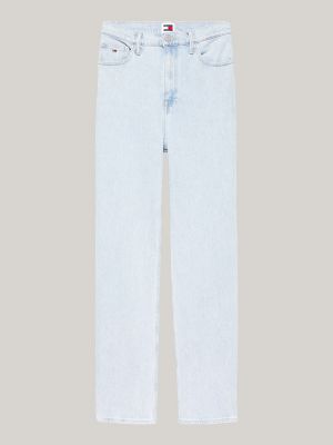 blue julie ultra high rise straight jeans for women tommy jeans