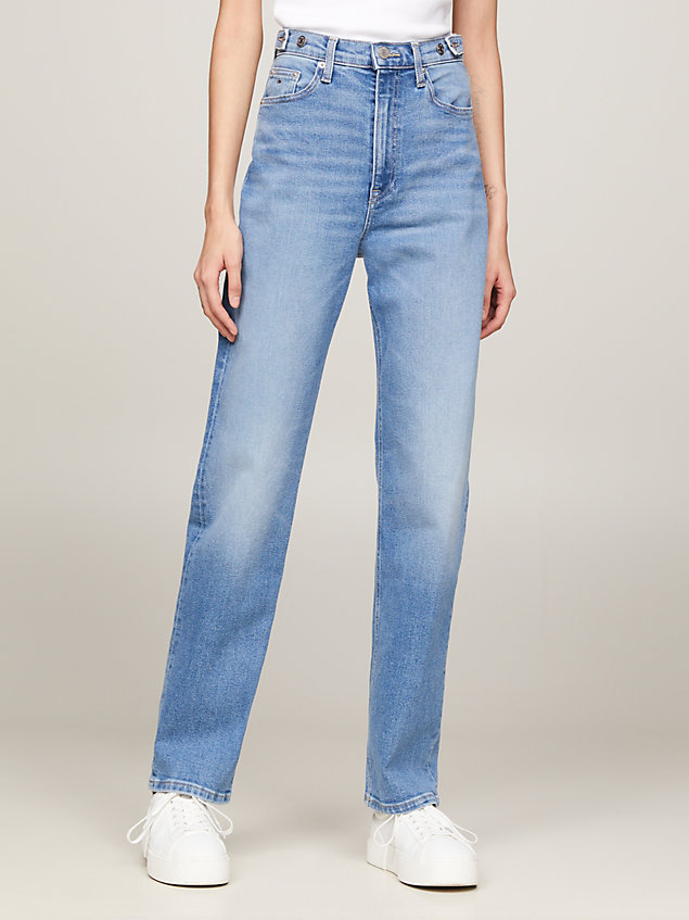 jeans julie straight fit a vita altissima denim da donne tommy jeans