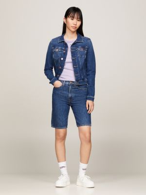 Women's high rise hot sale denim bermuda shorts