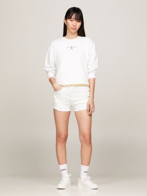 shorts distressed regular fit in denim bianco da donne tommy jeans