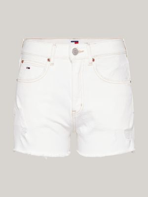 shorts distressed regular fit in denim bianco da donne tommy jeans