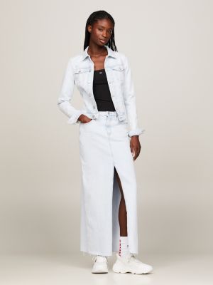 denim skinny fit jeans-truckerjacke für damen - tommy jeans