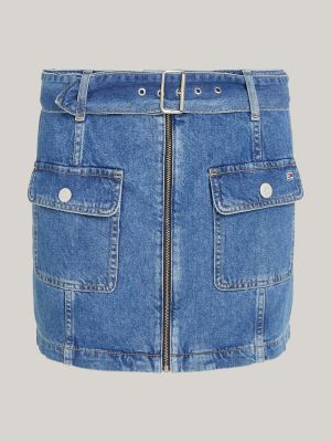 Denim Belted Zip-Thru A-Line Mini Skirt | Denim | Tommy Hilfiger