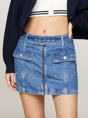 A line mini skirt with outlet zip