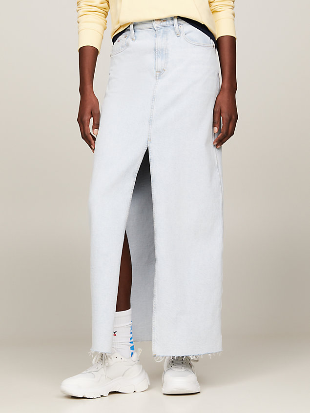 jupe maxi claire en denim taille haute denim pour femmes tommy jeans