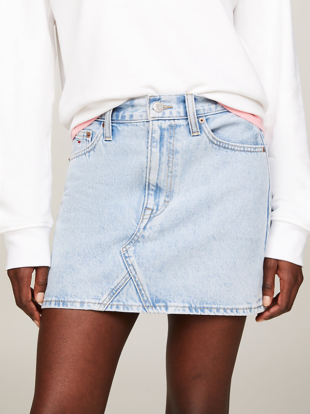 denim izzie mid rise denim mini skirt for women tommy jeans