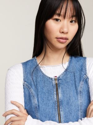 denim bodycon-jeanskleid mit reißverschluss für damen - tommy jeans