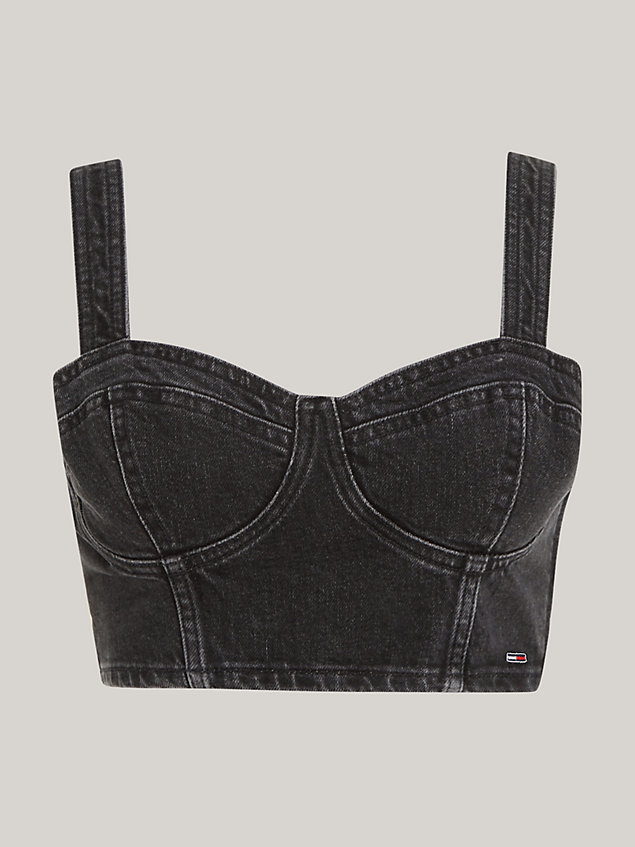 denim skinny fit bustier-crop top aus denim für damen - tommy jeans