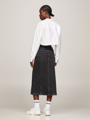 Black denim a shop line midi skirt