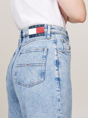 jeans mom affusolati a vita altissima blu da donne tommy jeans