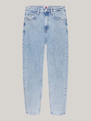 jeans mom affusolati a vita altissima blu da donne tommy jeans