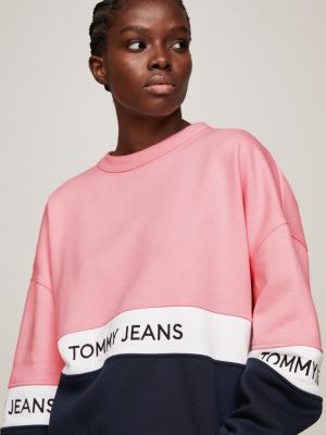 Tommy jeans logo tape fleece sweatshirt sale