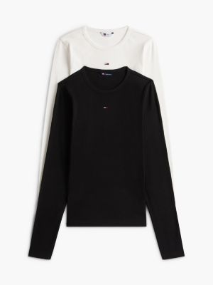 multi 2-pack slim long sleeve t-shirts for women tommy jeans