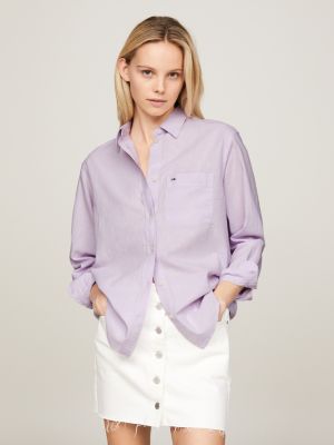 Badge Patch Pocket Boyfriend Oxford Shirt | Pink | Tommy Hilfiger