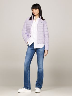 Quilted Logo Tape Puffer Jacket, Purple