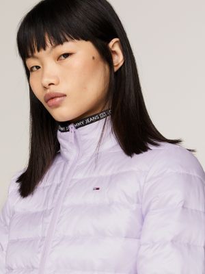 Quilted Logo Tape Puffer Jacket Purple Tommy Hilfiger