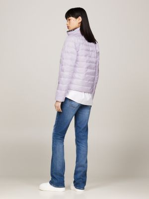 Quilted Logo Tape Puffer Jacket | Purple | Tommy Hilfiger