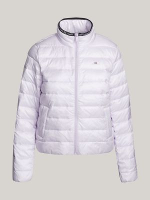 Quilted Logo Tape Puffer Jacket, Purple